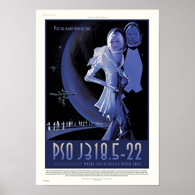 Affiche de voyage de la NASA - Planète sans étoile (Devant)