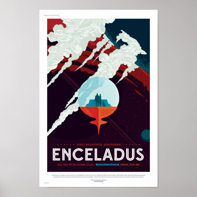 Affiche de voyage de la NASA - Saturn Moon Encelad (Devant)