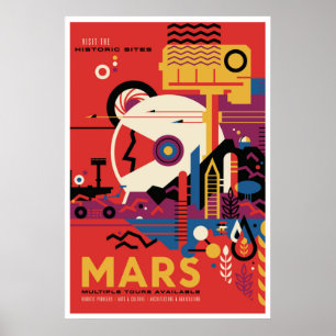 Affiche de voyage de la NASA Visite Mars Space