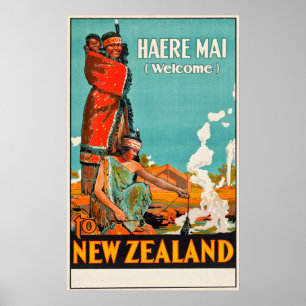 Affiche de voyage de la Nouvelle Zélande
