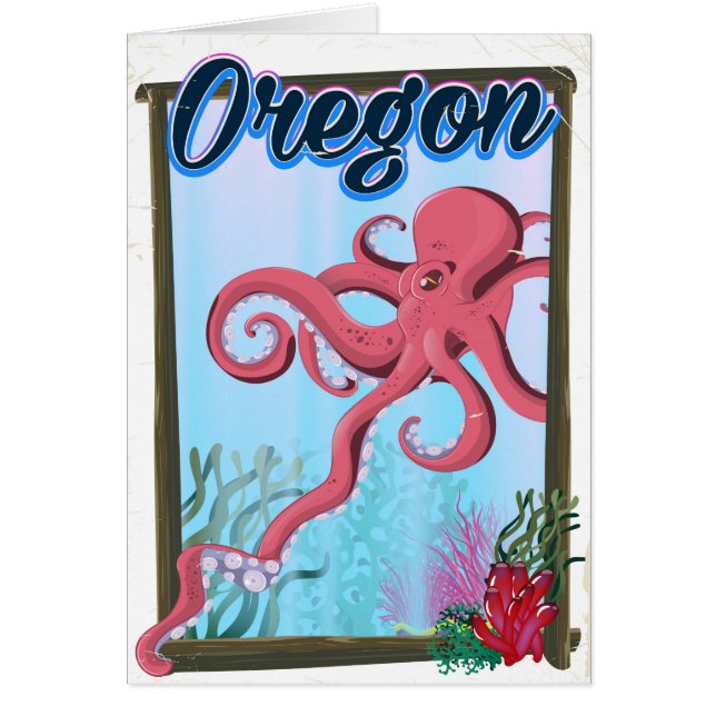 Affiche de voyage de la pieuvre de l'Oregon. (Devant)
