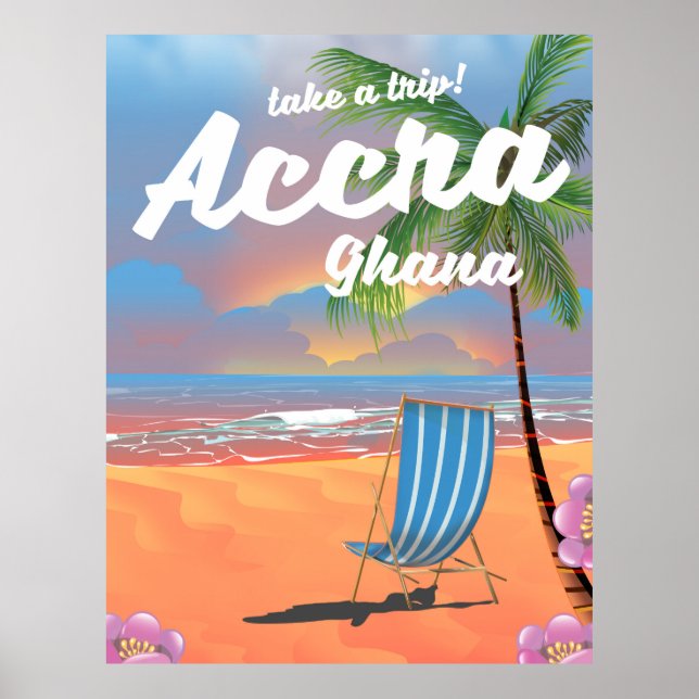 Affiche de voyage de la plage d'Accra Ghana (Devant)