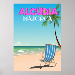 Affiche de voyage de la plage d'Alcúdia Majorque
