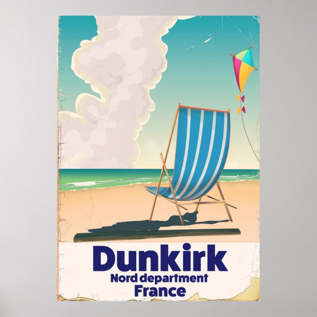Affiche de voyage de la plage de Dunkerque (Devant)