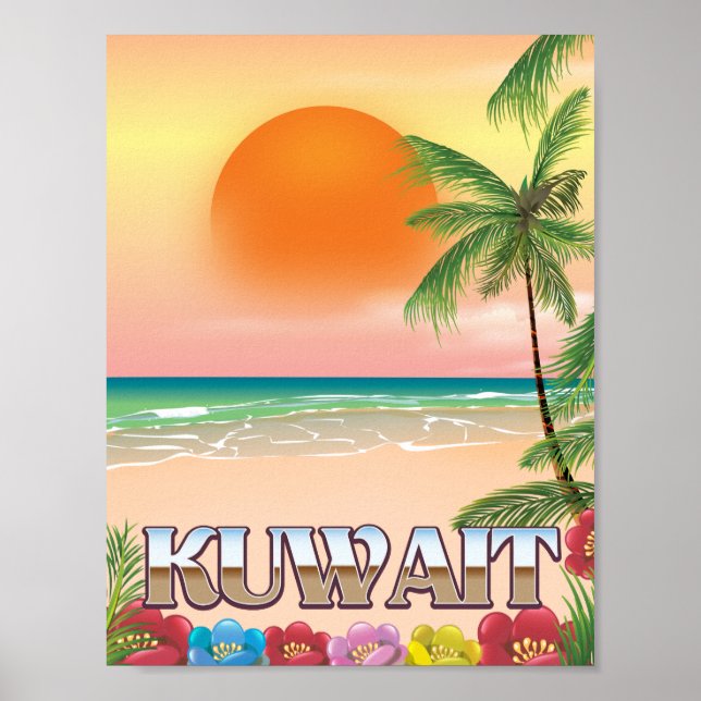 affiche de voyage de la plage de koweït (Devant)