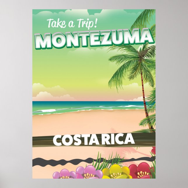 Affiche de voyage de la plage de Montezuma Costa R (Devant)