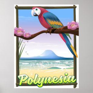 Affiche de voyage de la plage de Polynésie