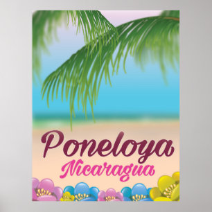 Affiche de voyage de la plage de Poneloya Nicaragu