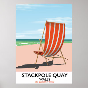 Affiche de voyage de la plage de Stackpole Quay au