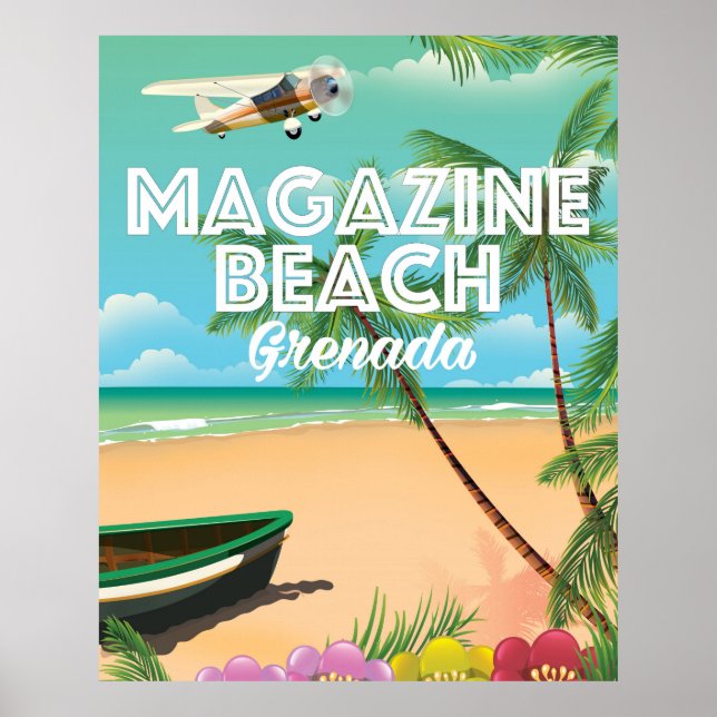 Affiche de voyage de la plage du magazine Grenade (Devant)