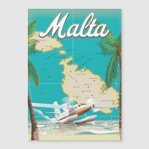 Affiche de voyage de la plage et de la carte de Ma