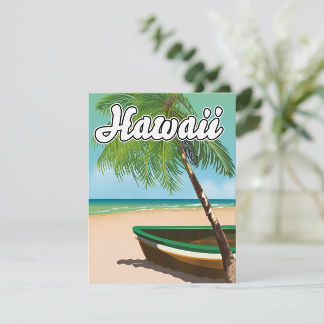 Affiche de voyage de la plage tropicale d'Hawaii (Debout devant)