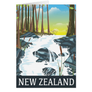 Affiche de voyage de la rivière de Nouvelle-Zéland
