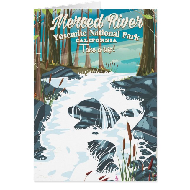 Affiche de voyage de la rivière Merced Californie (Devant)