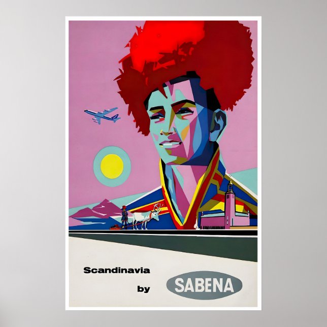 Affiche de voyage de la Sabena Art Scandinave Impr (Devant)