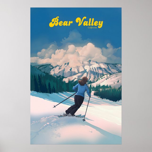 Affiche de voyage de la station de ski Bear Valley (Devant)