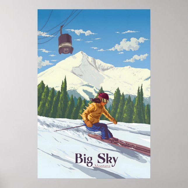 Affiche de voyage de la station de ski Big Sky Mon (Devant)