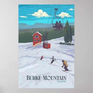 Affiche de voyage de la station de ski Burke Mount