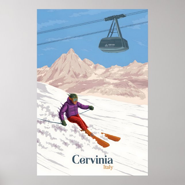 Affiche de voyage de la station de ski Cervinia It (Devant)