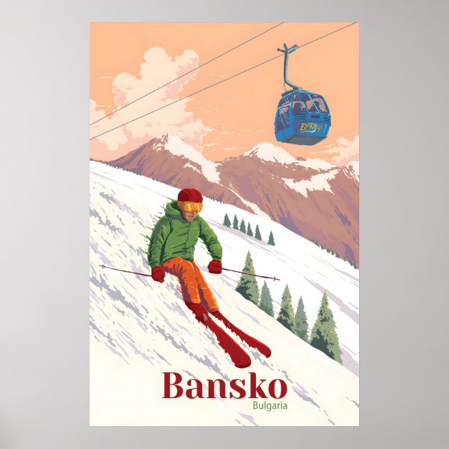 Affiche de voyage de la station de ski de Bansko B (Devant)
