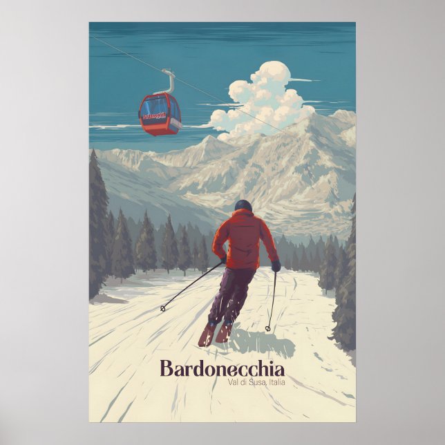Affiche de voyage de la station de ski de Bardonec (Devant)