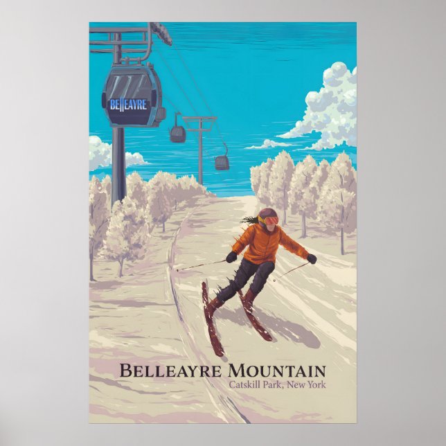 Affiche de voyage de la station de ski de Belleayr (Devant)