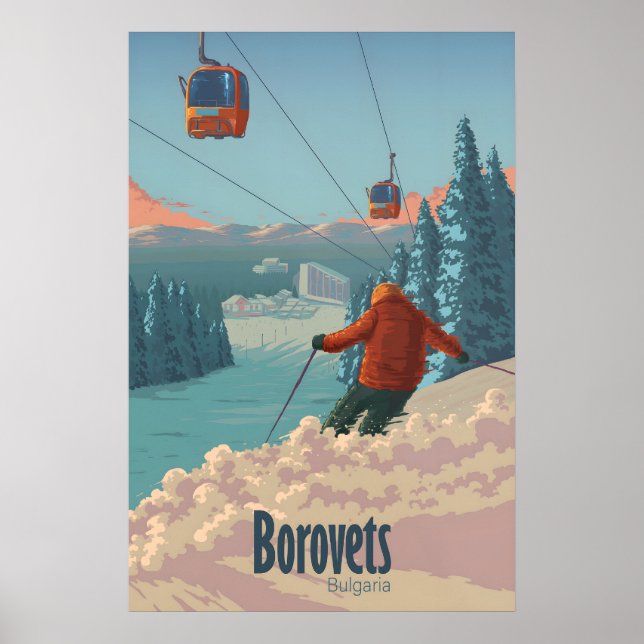 Affiche de voyage de la station de ski de Borovets (Devant)