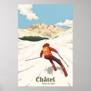 Affiche de voyage de la station de ski de Chatel