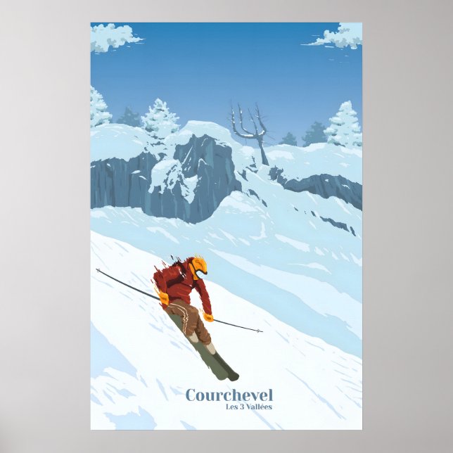 Affiche de voyage de la station de ski de Courchev (Devant)