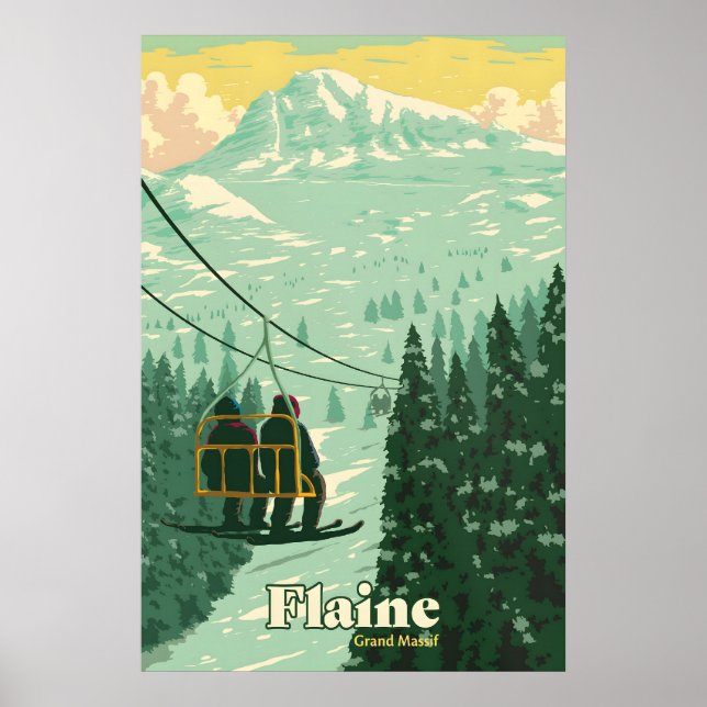 Affiche de voyage de la station de ski de Flaine (Devant)