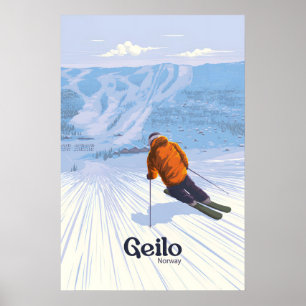 Affiche de voyage de la station de ski de Geilo en