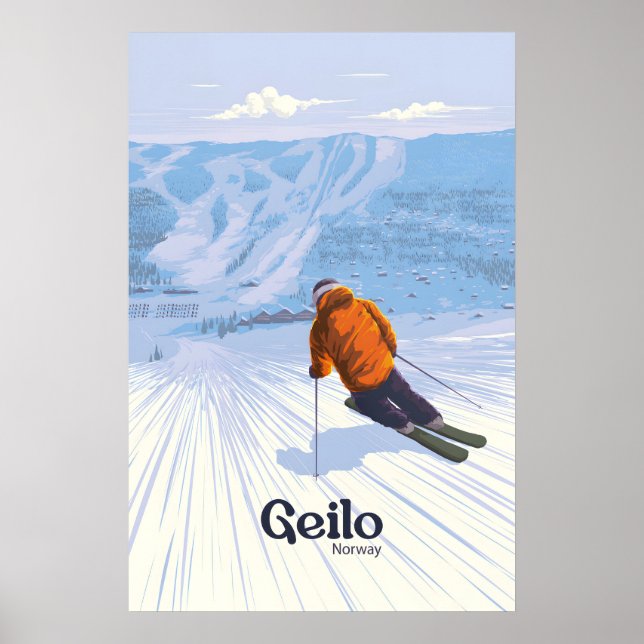 Affiche de voyage de la station de ski de Geilo en (Devant)