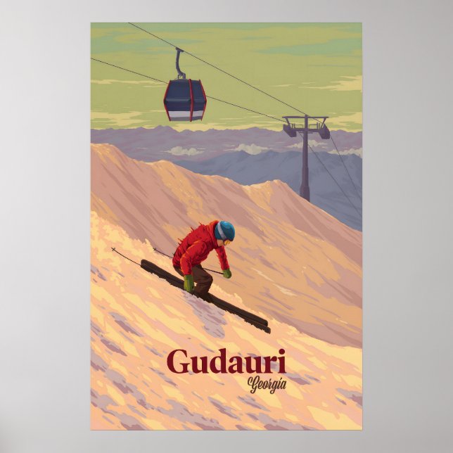 Affiche de voyage de la station de ski de Gudauri  (Devant)