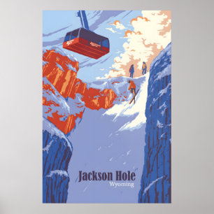 Affiche de voyage de la station de ski de Jackson