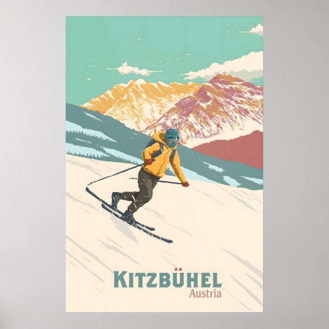 Affiche de voyage de la station de ski de Kitzbühe (Devant)