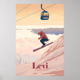 Affiche de voyage de la station de ski de Levi en