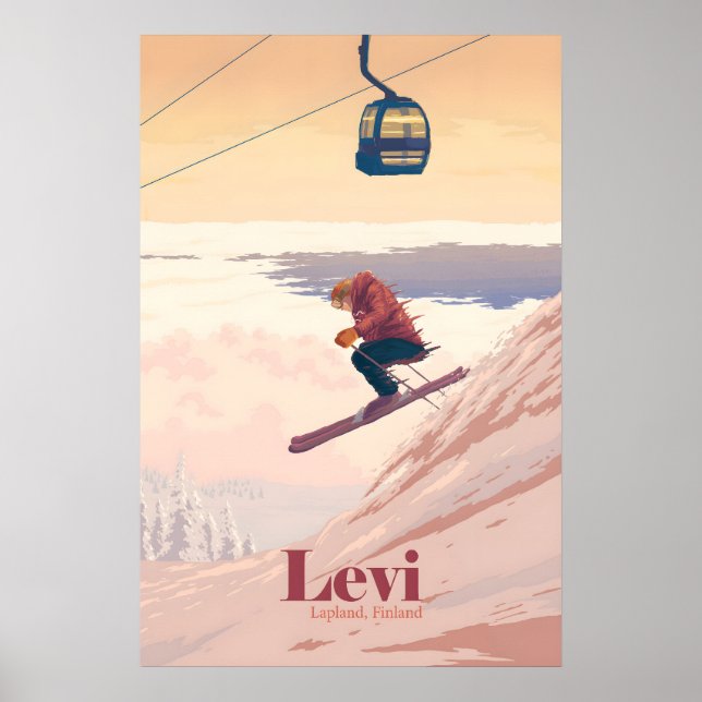 Affiche de voyage de la station de ski de Levi en  (Devant)