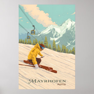 Affiche de voyage de la station de ski de Mayrhofe