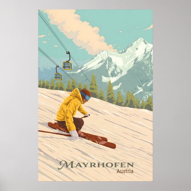 Affiche de voyage de la station de ski de Mayrhofe (Devant)
