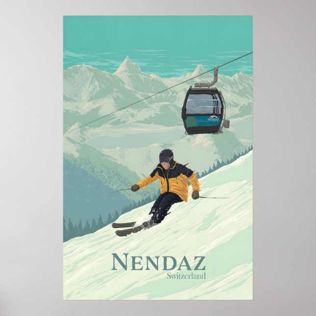 Affiche de voyage de la station de ski de Nendaz S (Devant)