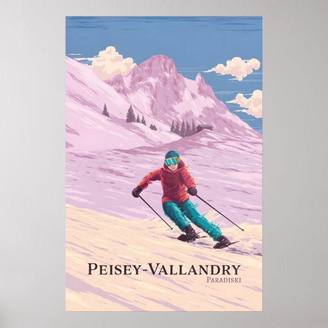 Affiche de voyage de la station de ski de Peisey-V (Devant)