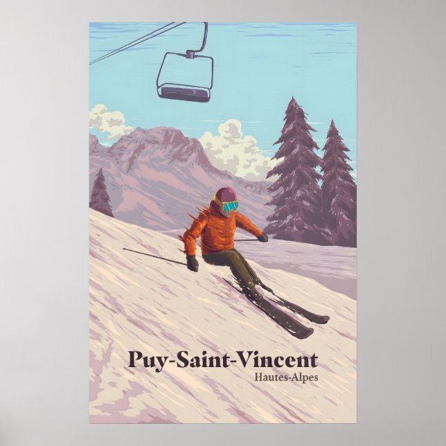 Affiche de voyage de la station de ski de Puy Sain (Devant)