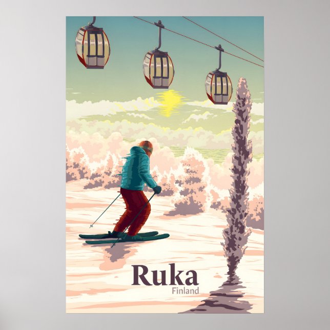 Affiche de voyage de la station de ski de Ruka en  (Devant)