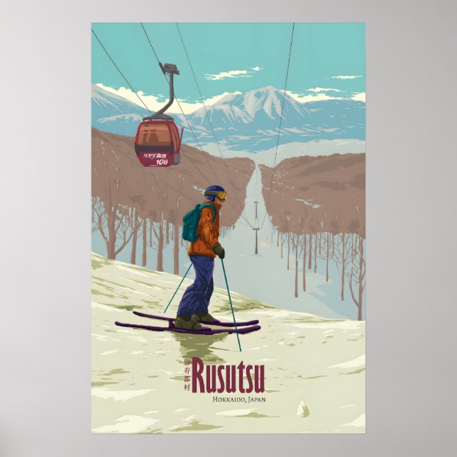 Affiche de voyage de la station de ski de Rusutsu  (Devant)