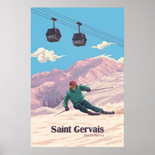 Affiche de voyage de la station de ski de Saint Ge