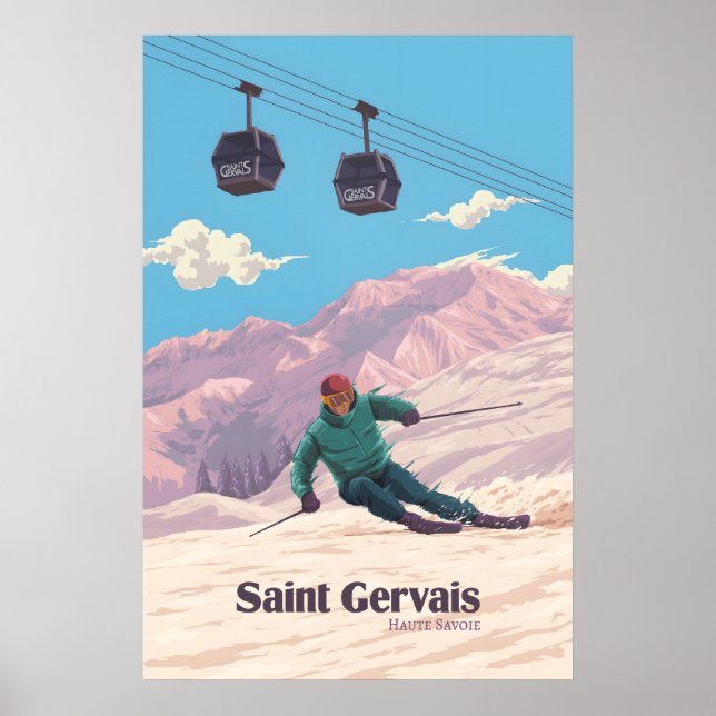 Affiche de voyage de la station de ski de Saint Ge (Devant)