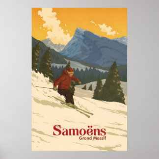 Affiche de voyage de la station de ski de Samoens