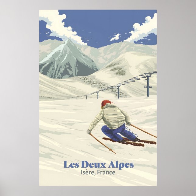 Affiche de voyage de la station de ski des Deux Al (Devant)