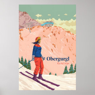 Affiche de voyage de la station de ski d'Obergurgl