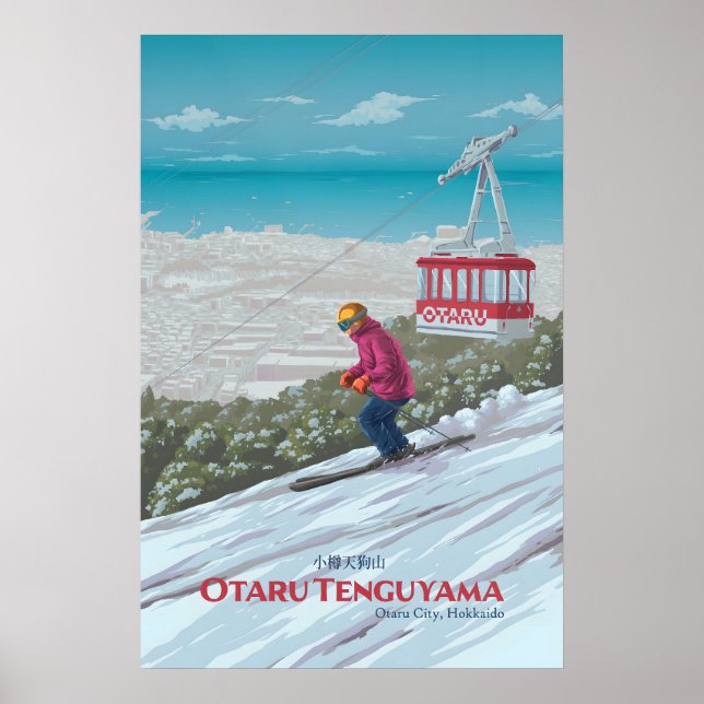 Affiche de voyage de la station de ski d'Otaru Ten (Devant)